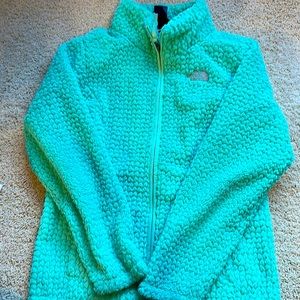 The North face fleece zip up girls jackets, mint green size large